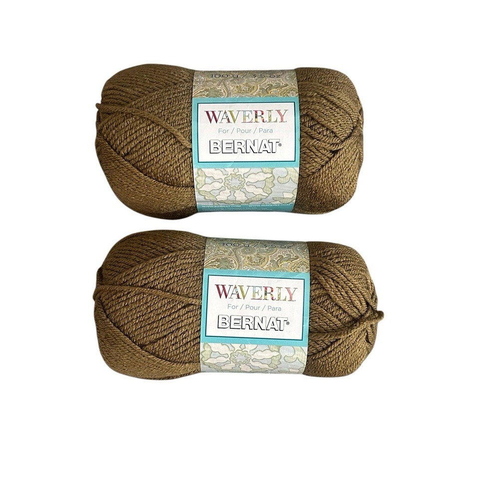 Bernat Waverly Acrylic Yarn 55013 Bark 100g 3.5oz Lot of 2 Discontinued